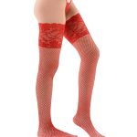 Media de red roja con puntilla ancha