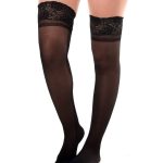 Media lisa puntilla con silicona negro