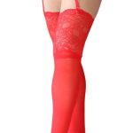 Media lisa roja con puntilla ancha 2