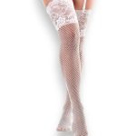 Media red blanca con puntilla ancha