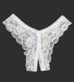 Tanga de encaje con abertura blanco 2