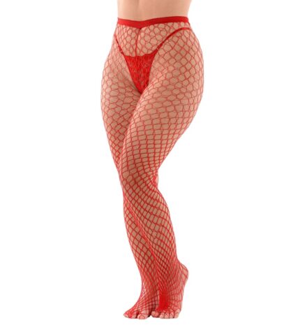 Panty medias de red cadenetta rojo
