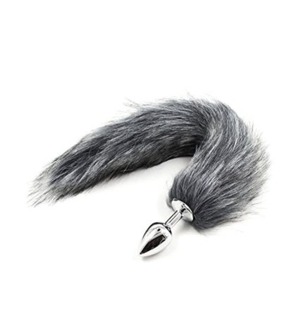 Plug anal con cola gris