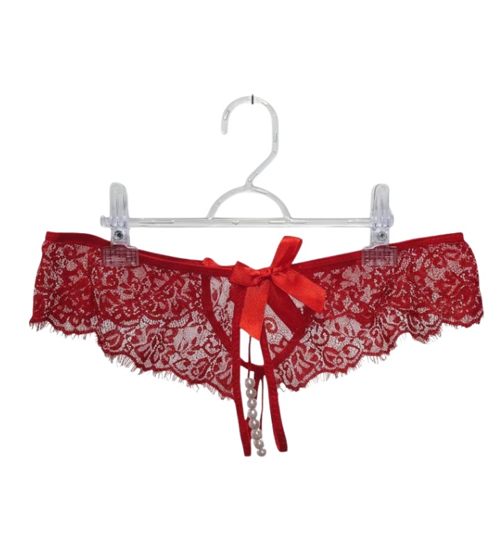 Tanga perlas y moño rojo n Tanga perlas y moño rojo n